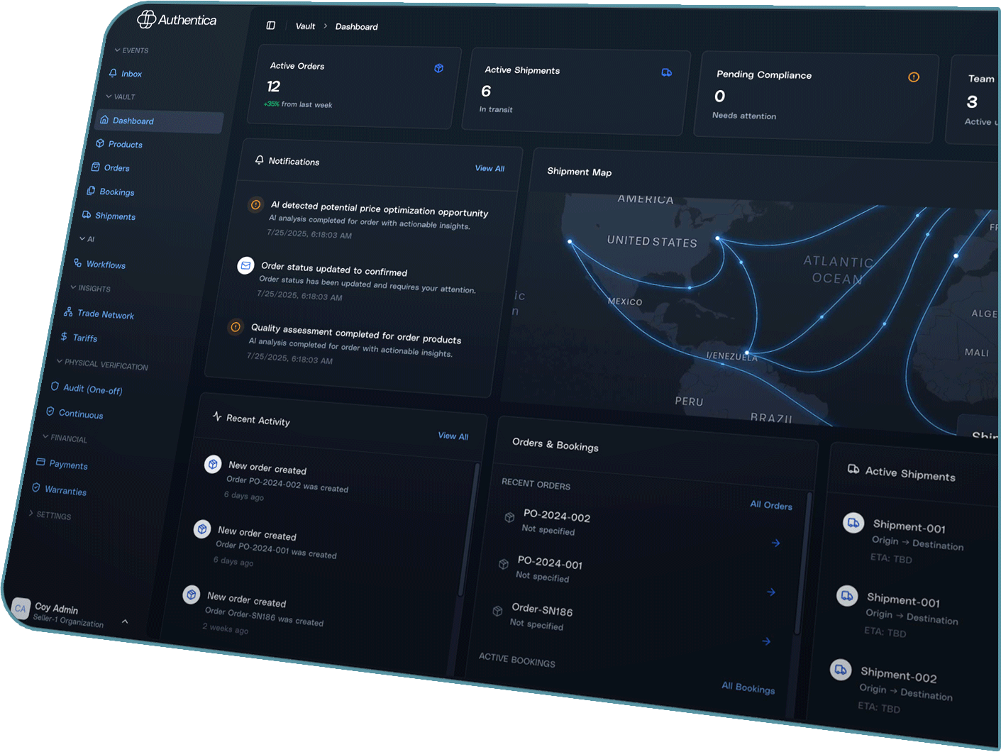 Authentica Dashboard - AI-powered supply chain management