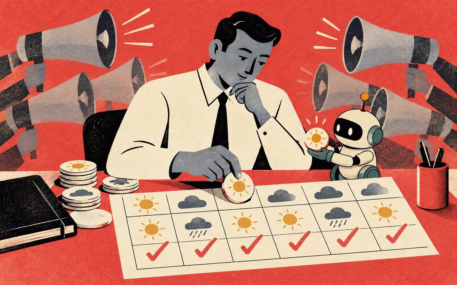 A buyer compares earlier predictions with observed outcomes.